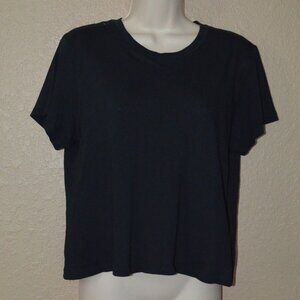 Sz M AGOLDE Black Cropped Short Sleeve Tee T-Shirt